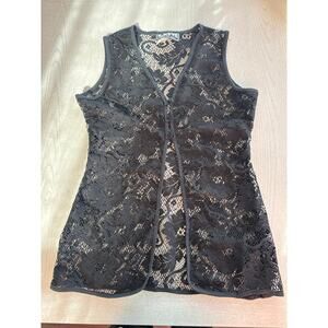 Vintage LATTE USA 90s y2k Vest Lace Goth Whimsigoth Alternative Alt
